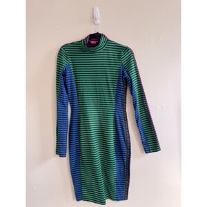Vintage Betsey Johnson Striped Colorblock Snap Dress